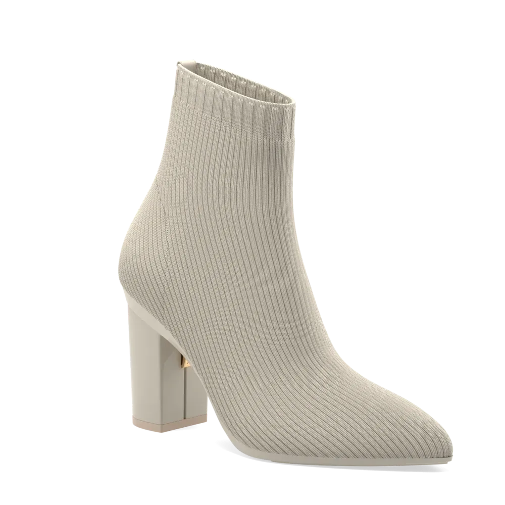 The Bootie Bone Knit   Block Heel Kit 4 Bone - FINAL SALE