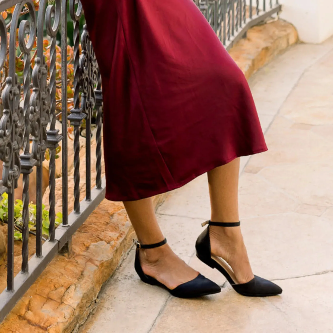 The D'Orsay Coal Satin   Block Heel Kit 4 Coal - FINAL SALE