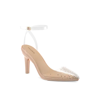 The D'Orsay - Sand Transparent Rhinestone   Stiletto Heel Kit 4 Sand - FINAL SALE