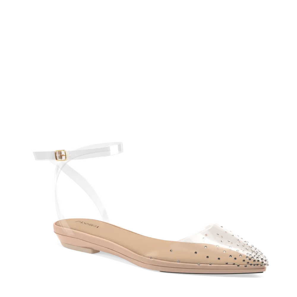 The D'Orsay - Sand Transparent Rhinestone   Stiletto Heel Kit 4 Sand - FINAL SALE