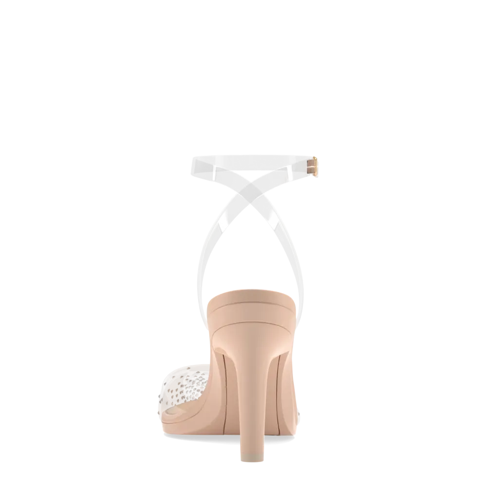 The D'Orsay - Sand Transparent Rhinestone   Stiletto Heel Kit 4 Sand - FINAL SALE