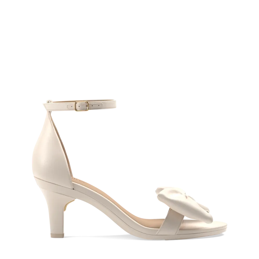 The Pashionista - Ivory Satin Bow   Stiletto Heel Kit 3 Ivory - FINAL SALE
