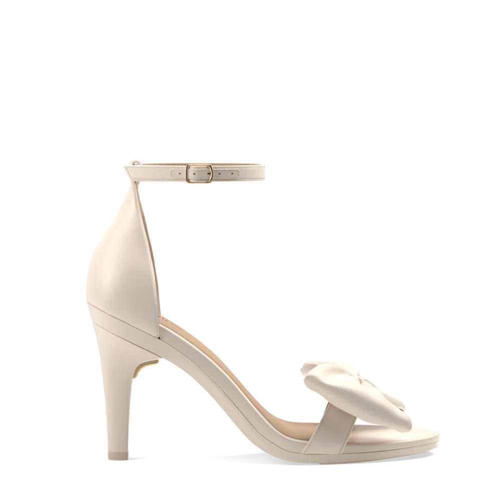 The Pashionista - Ivory Satin Bow   Stiletto Heel Kit 4 Ivory - FINAL SALE