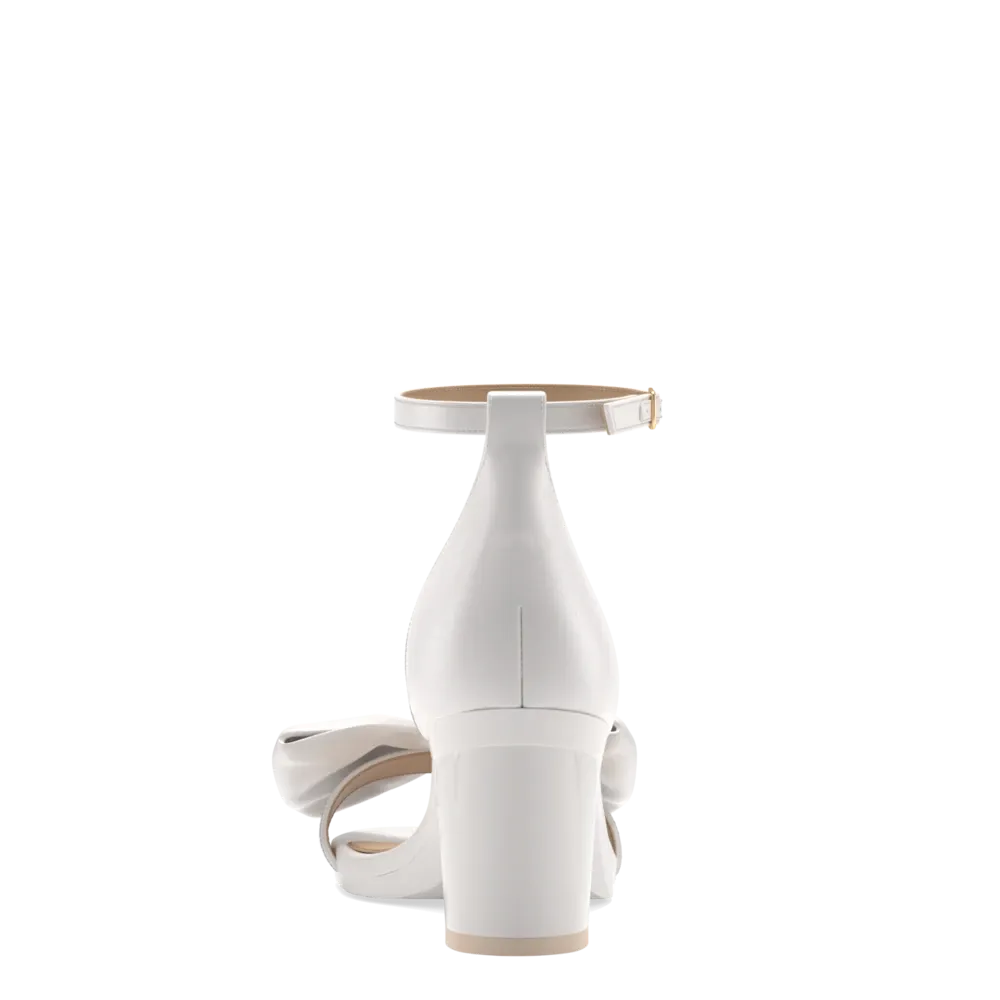 The Pashionista - White Satin Bow   Block Heel Kit 3 White - FINAL SALE