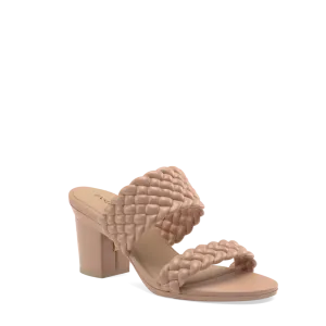 The Slide - Latte Braid   Block Heel Kit 3 Latte - FINAL SALE