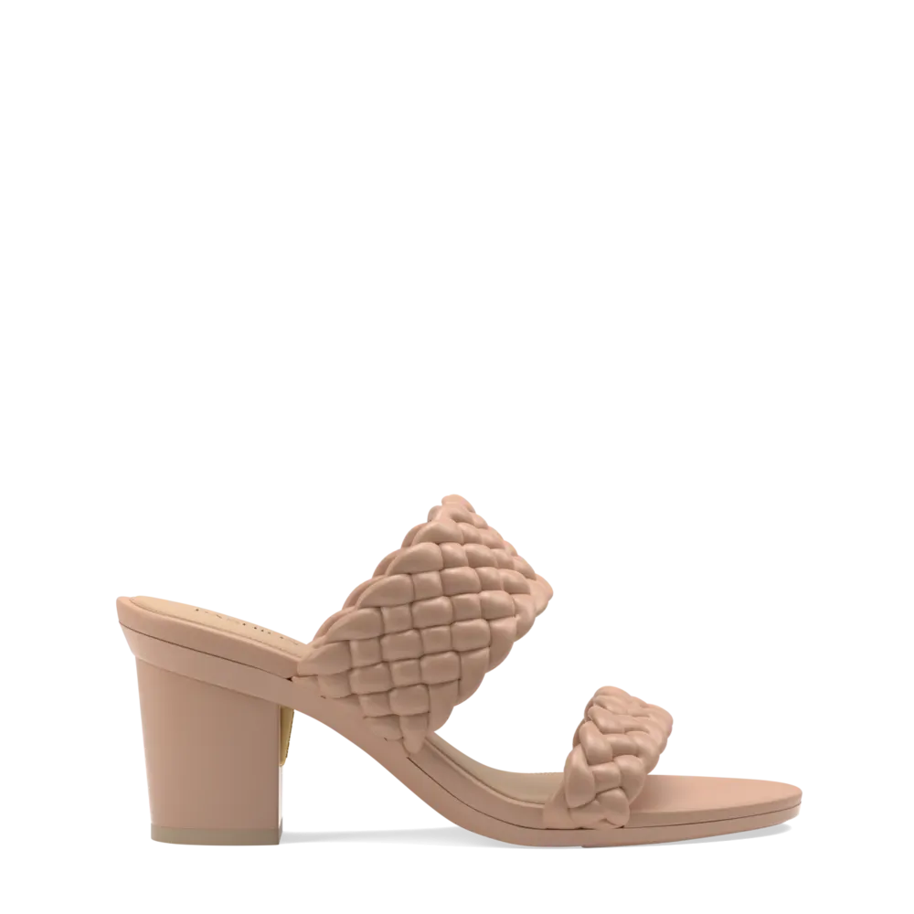 The Slide - Latte Braid   Block Heel Kit 3 Latte - FINAL SALE
