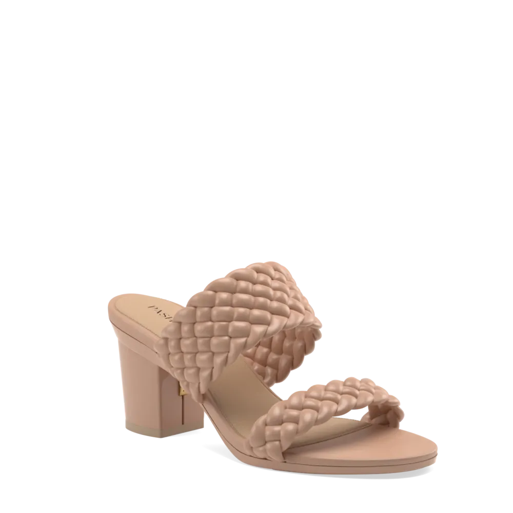 The Slide - Latte Braid   Block Heel Kit 3 Latte - FINAL SALE
