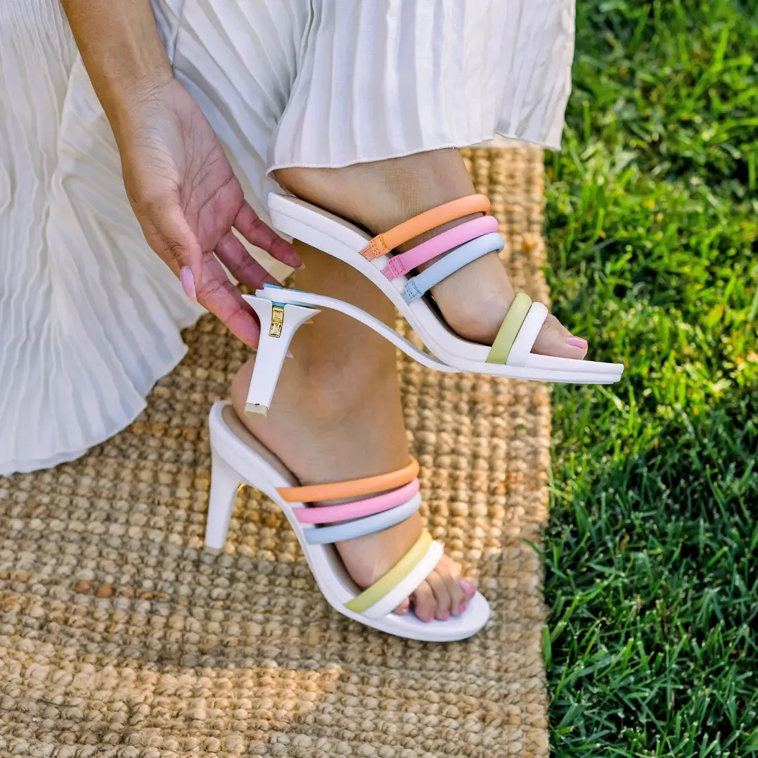 The Slide - White Multi Vegan Leather Rope 3 Block