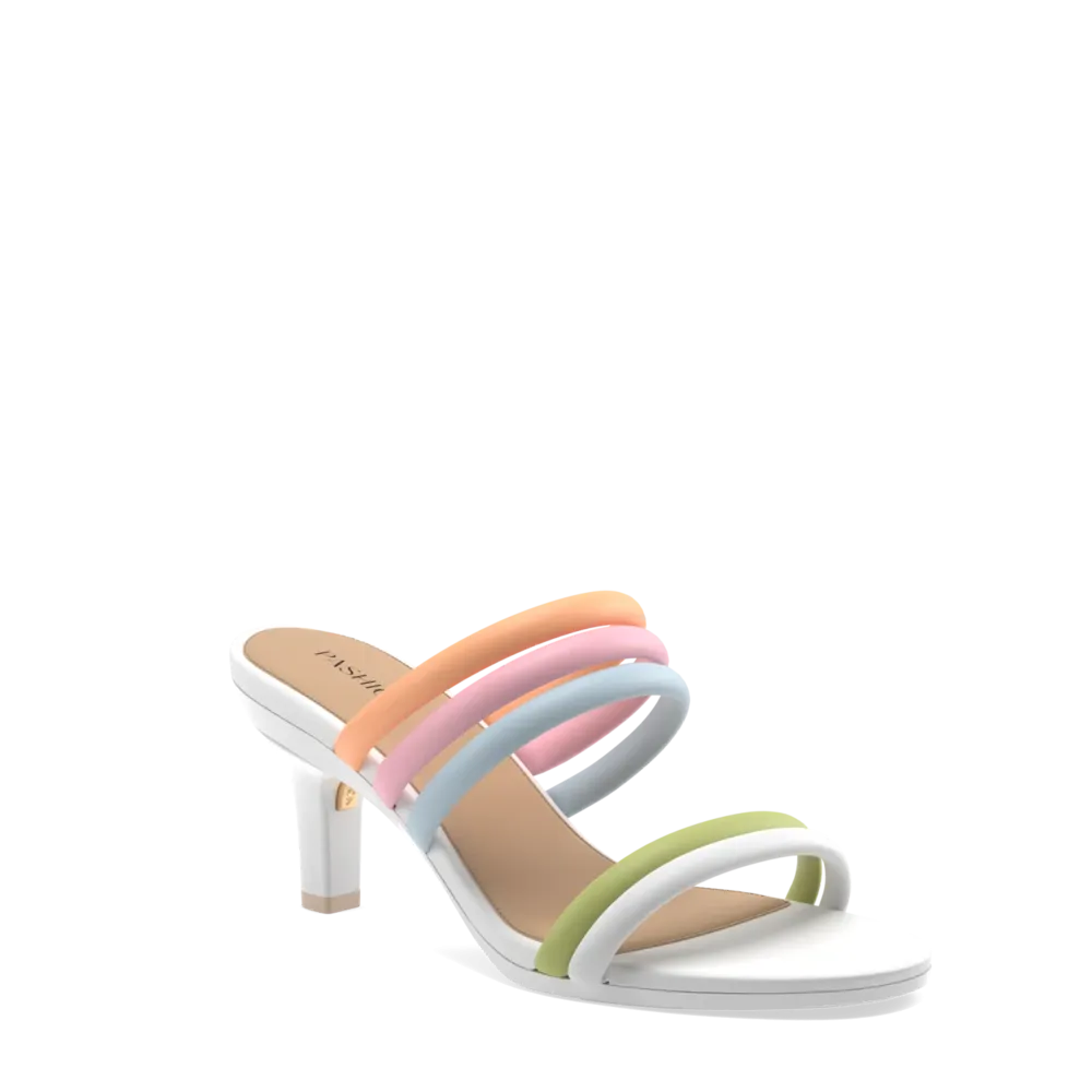 The Slide - White Multi Vegan Leather Rope 3 Stiletto