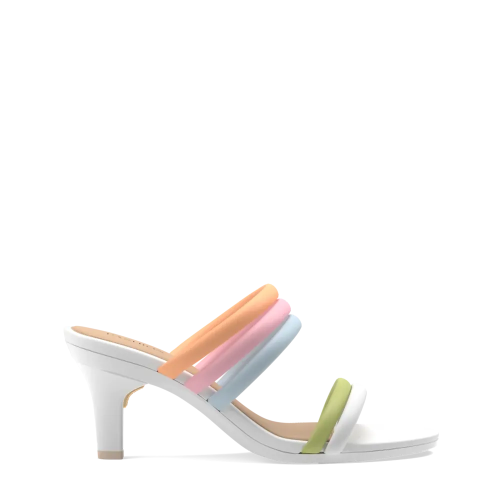 The Slide - White Multi Vegan Leather Rope 3 Stiletto