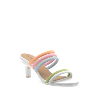 The Slide - White Multi Vegan Leather Rope 3 Stiletto