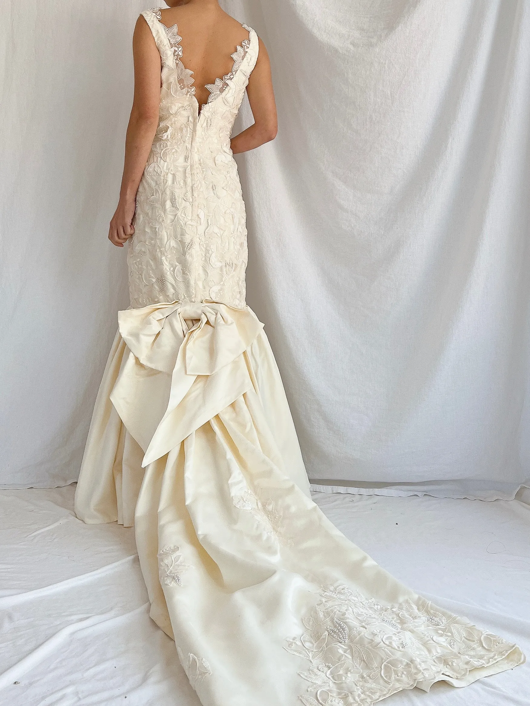 Vintage 3D Cutouts Satin Dress - S