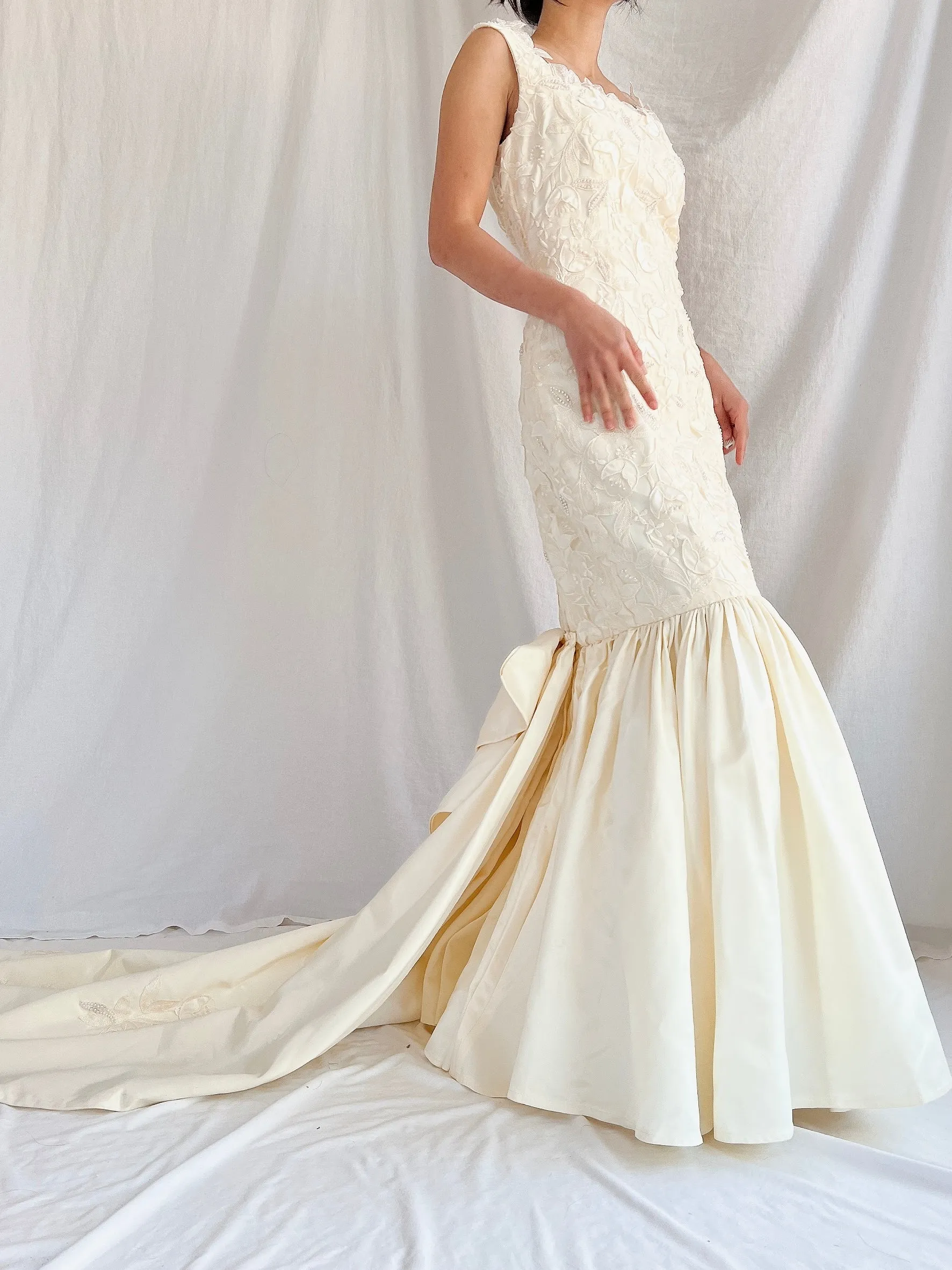 Vintage 3D Cutouts Satin Dress - S