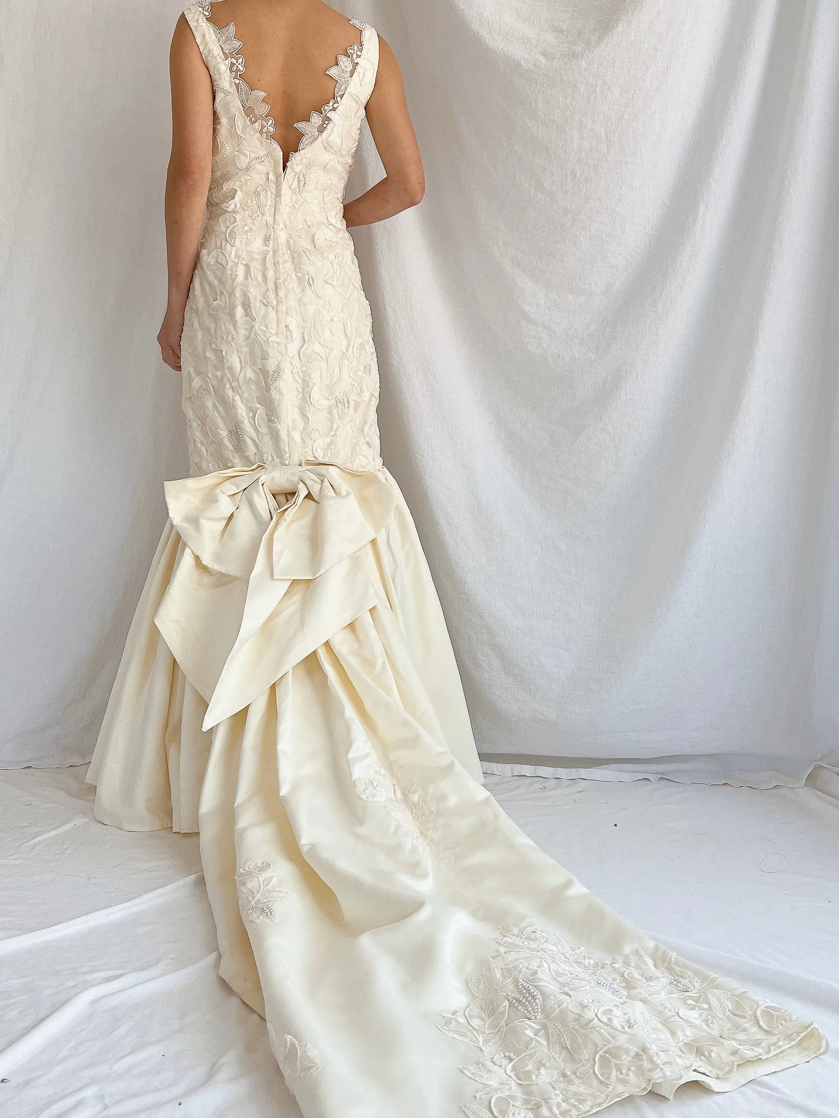 Vintage 3D Cutouts Satin Dress - S