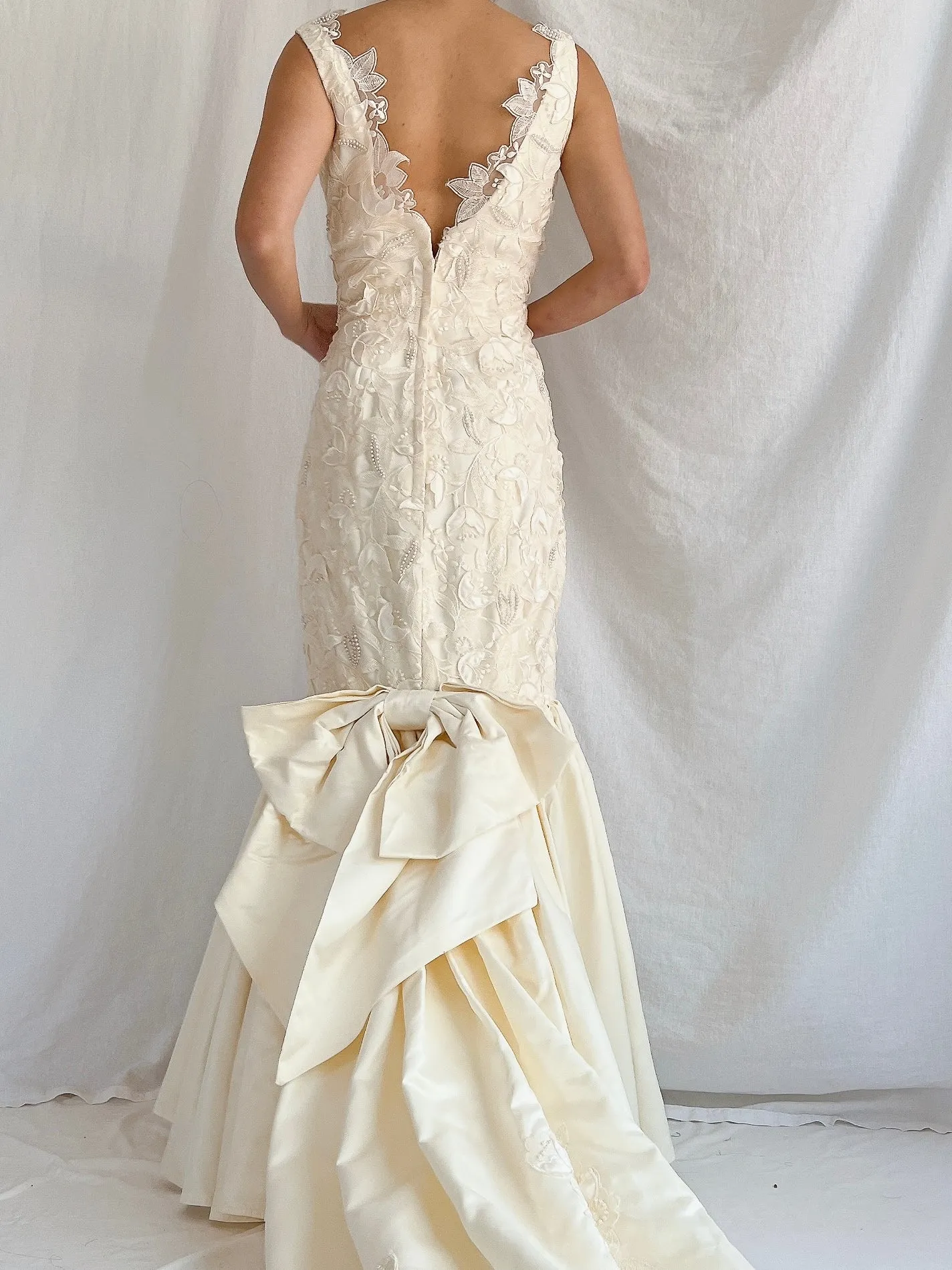 Vintage 3D Cutouts Satin Dress - S