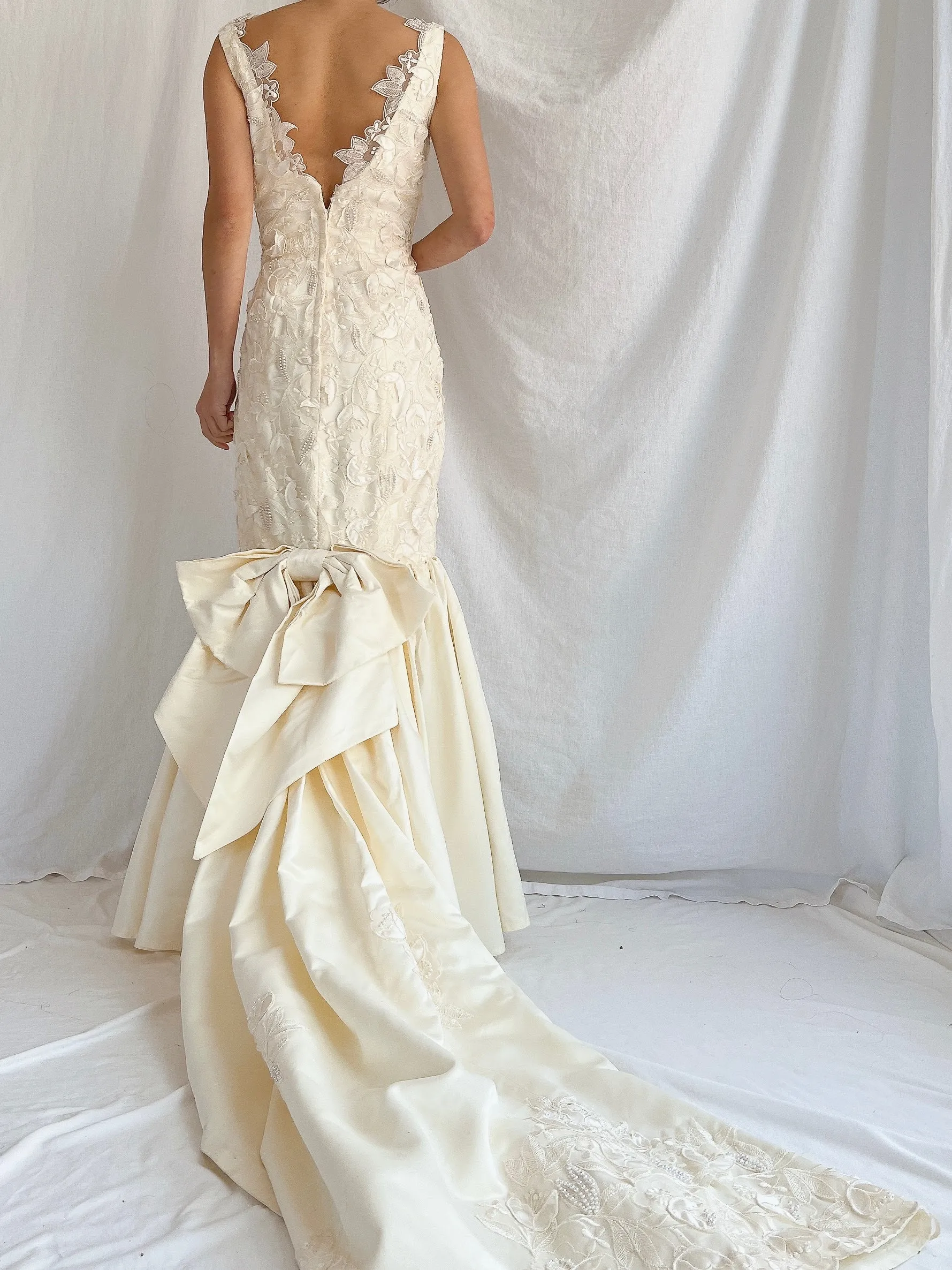 Vintage 3D Cutouts Satin Dress - S
