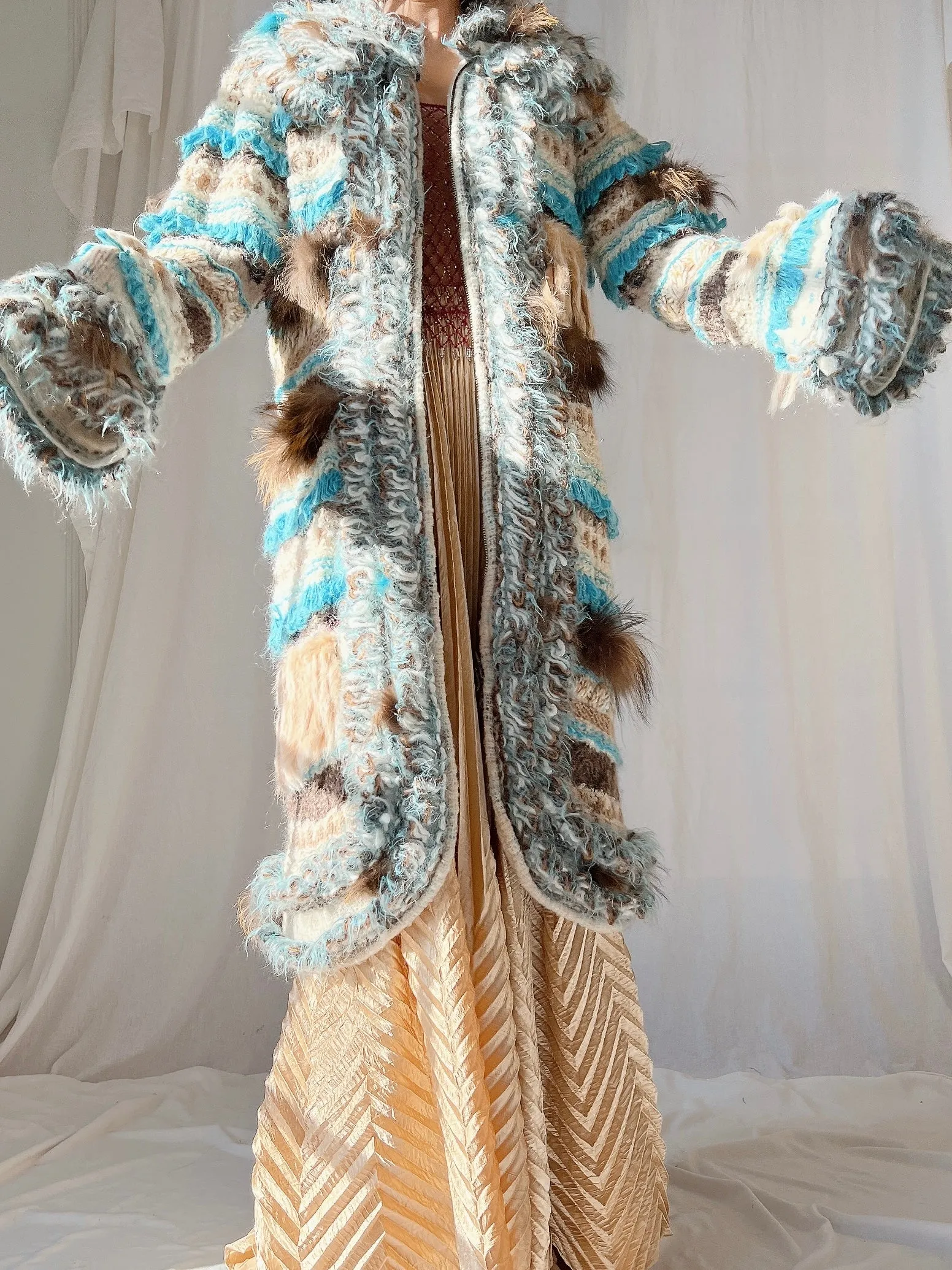 Vintage Italian Mohair and Fur Duster - OSFM