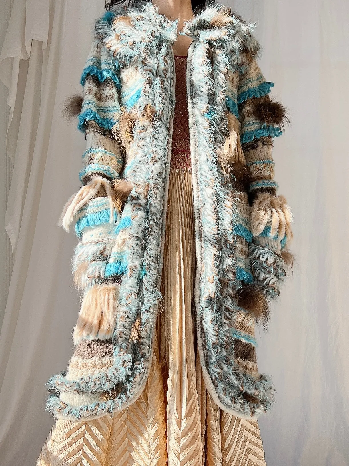 Vintage Italian Mohair and Fur Duster - OSFM