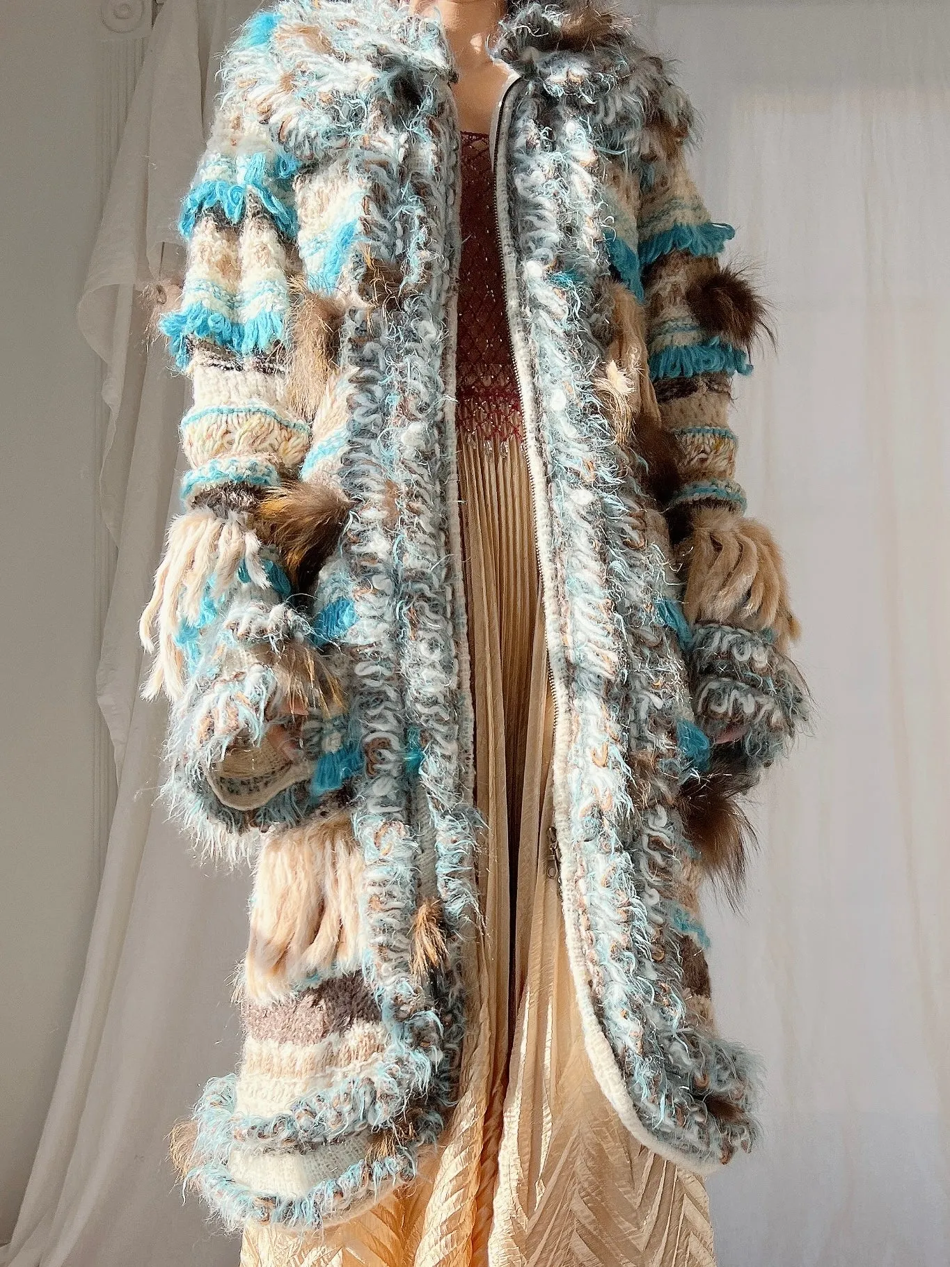 Vintage Italian Mohair and Fur Duster - OSFM