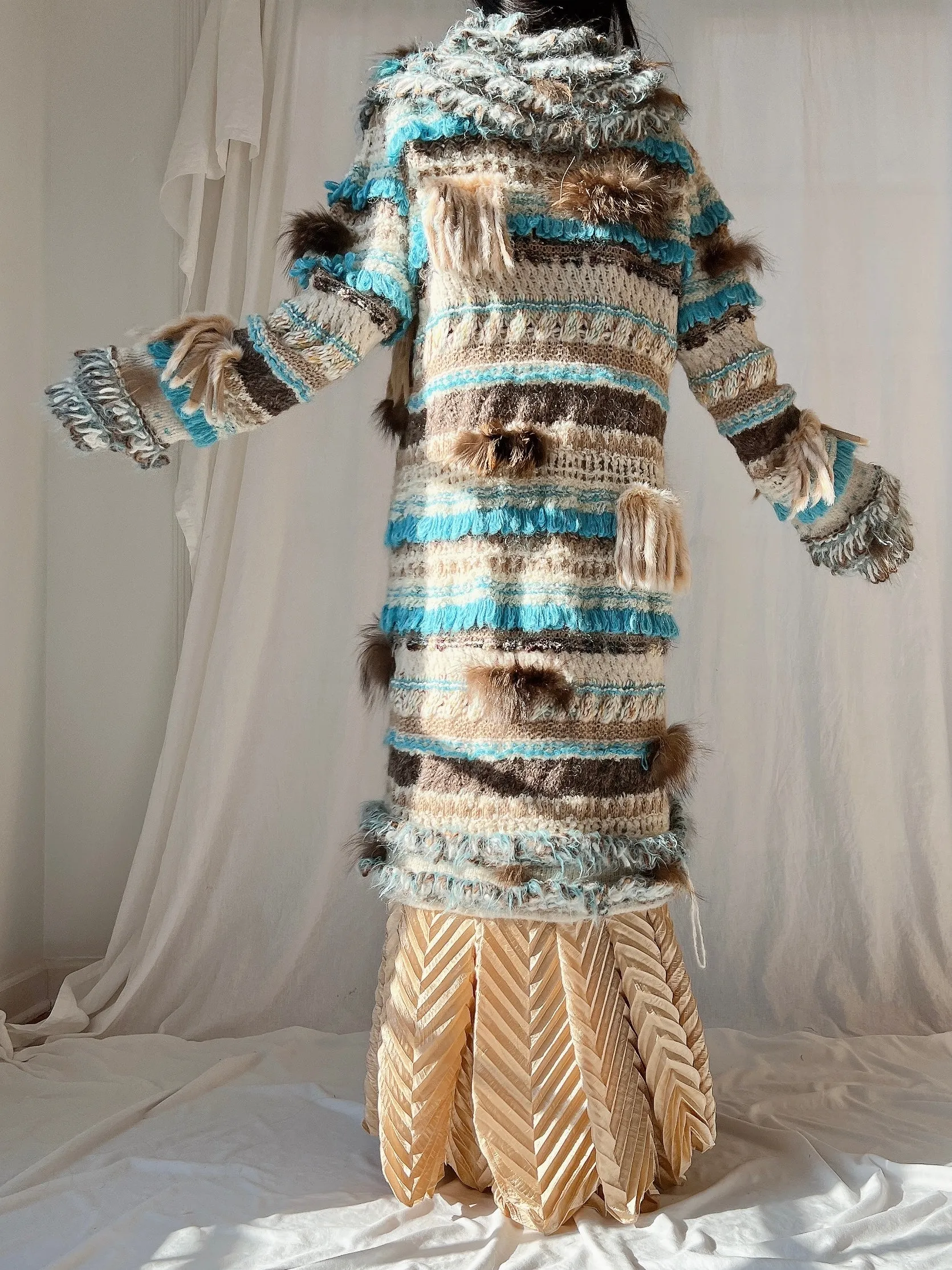 Vintage Italian Mohair and Fur Duster - OSFM