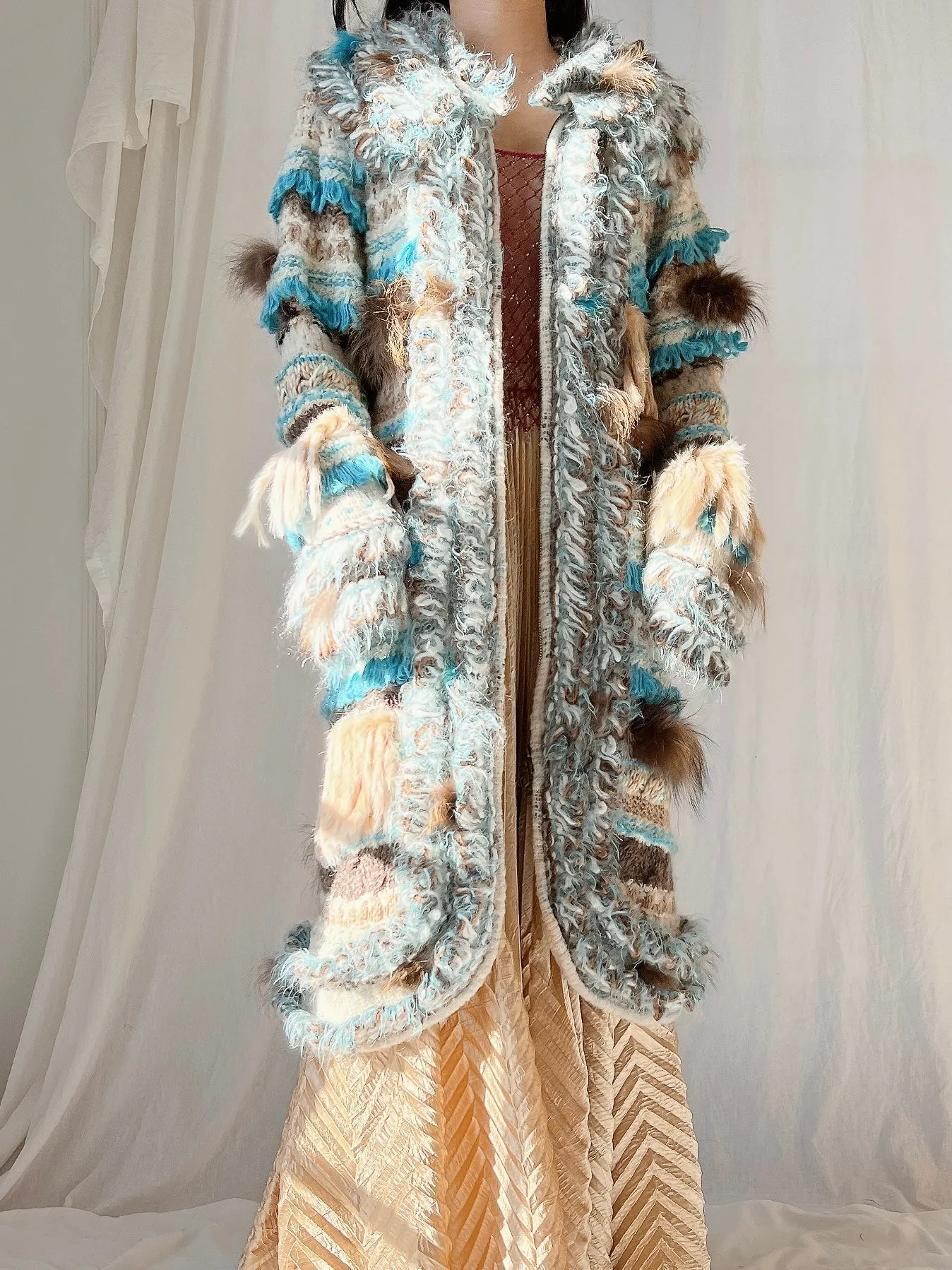 Vintage Italian Mohair and Fur Duster - OSFM