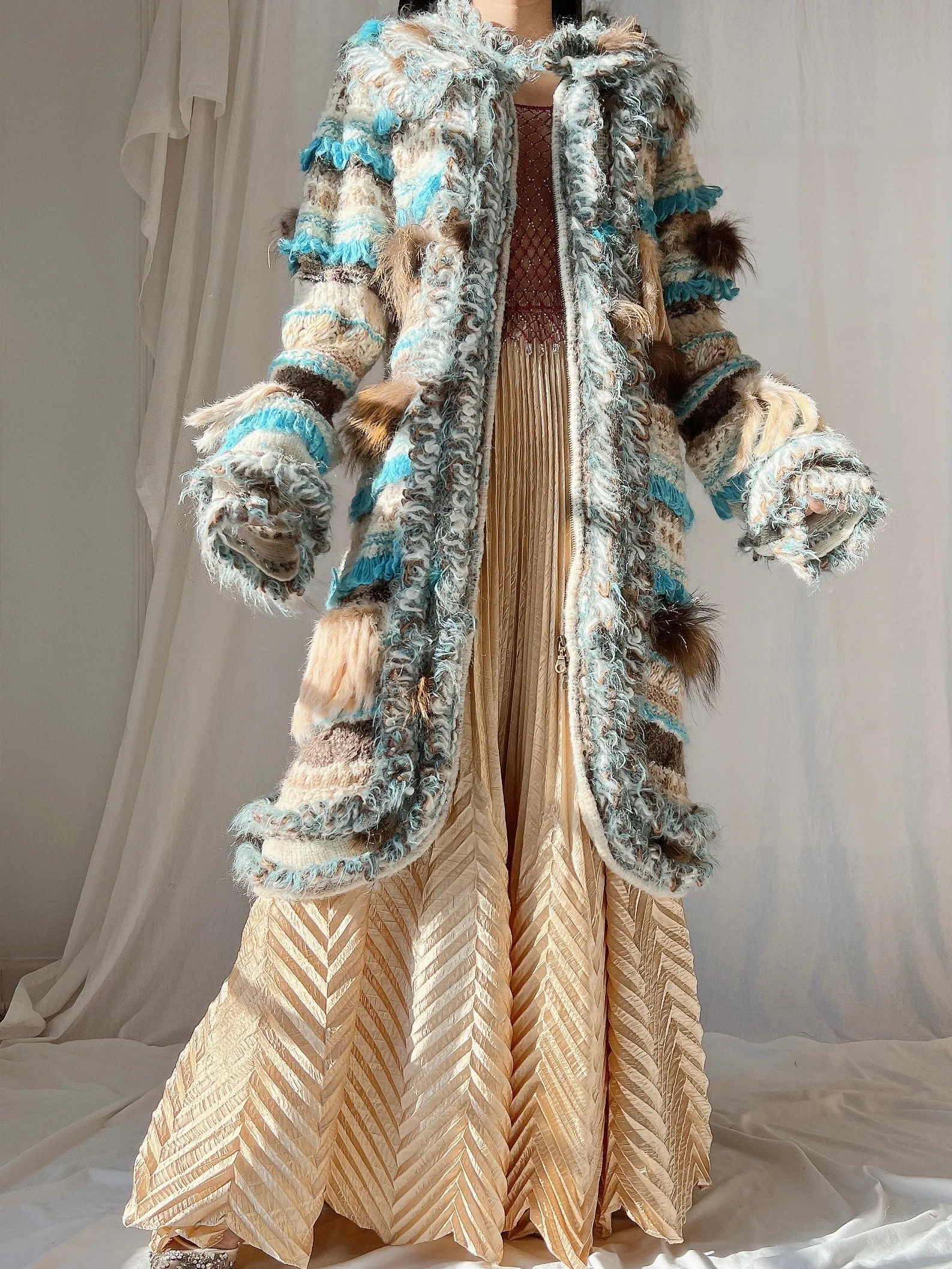 Vintage Italian Mohair and Fur Duster - OSFM