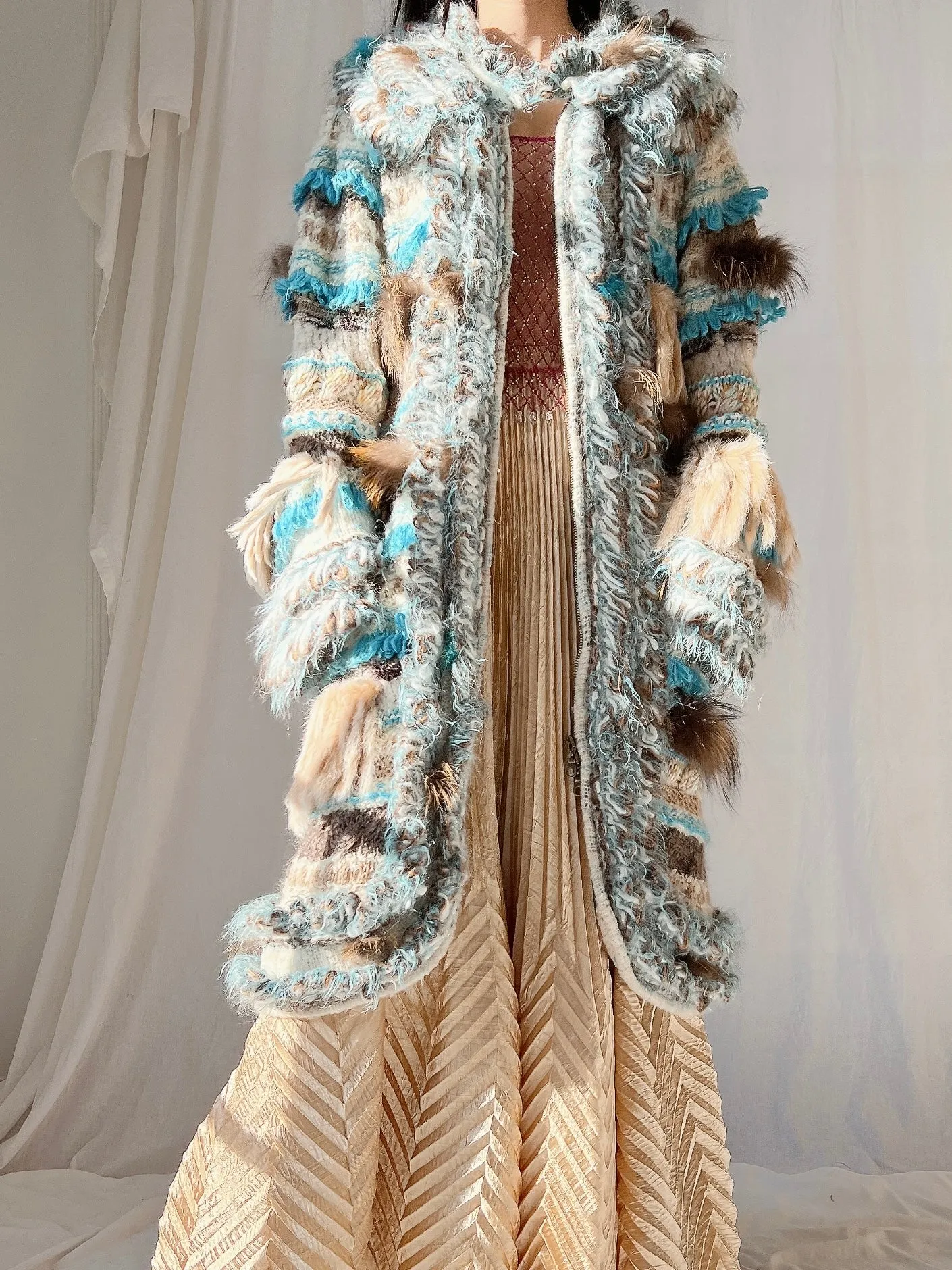 Vintage Italian Mohair and Fur Duster - OSFM