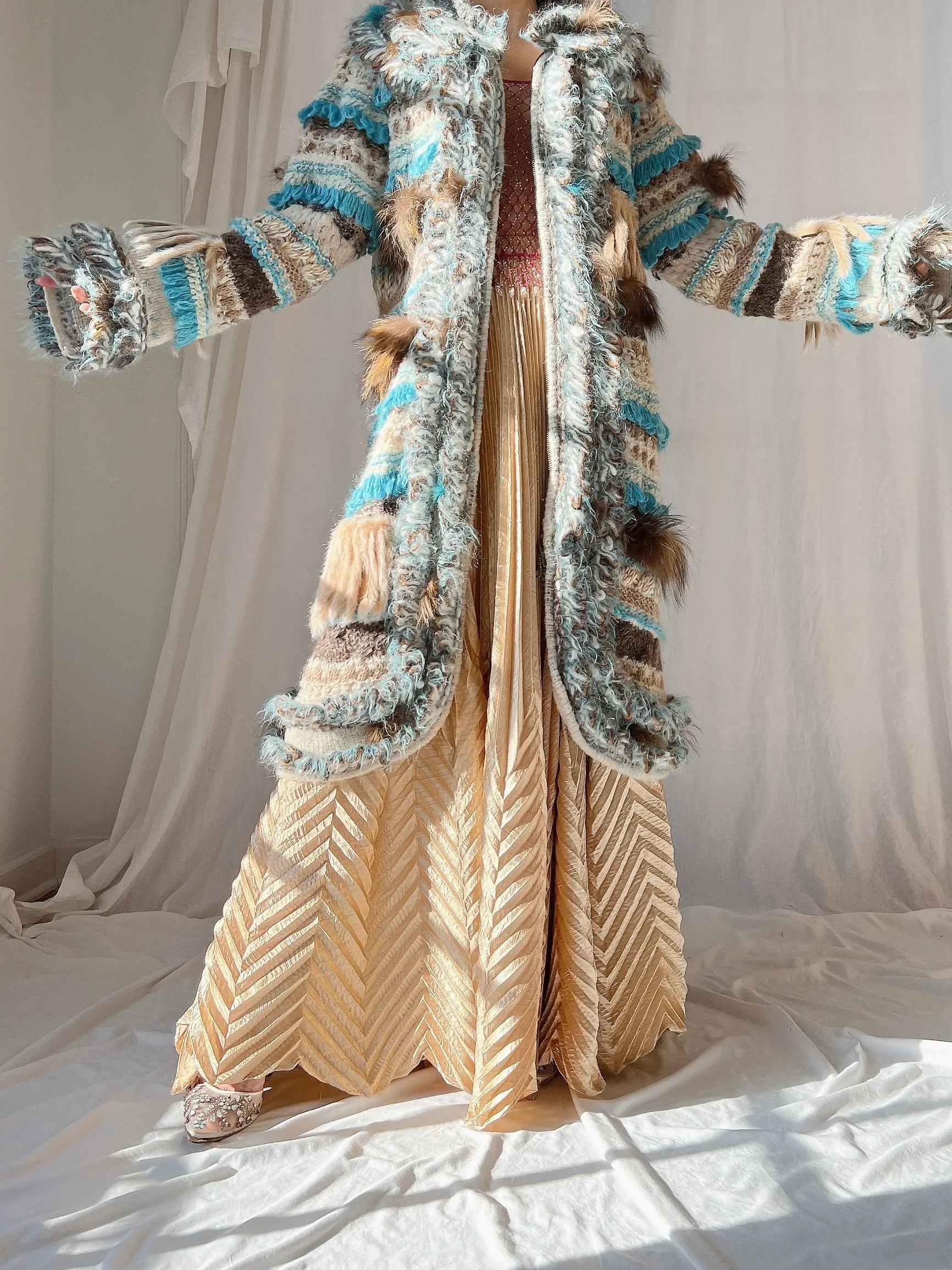 Vintage Italian Mohair and Fur Duster - OSFM