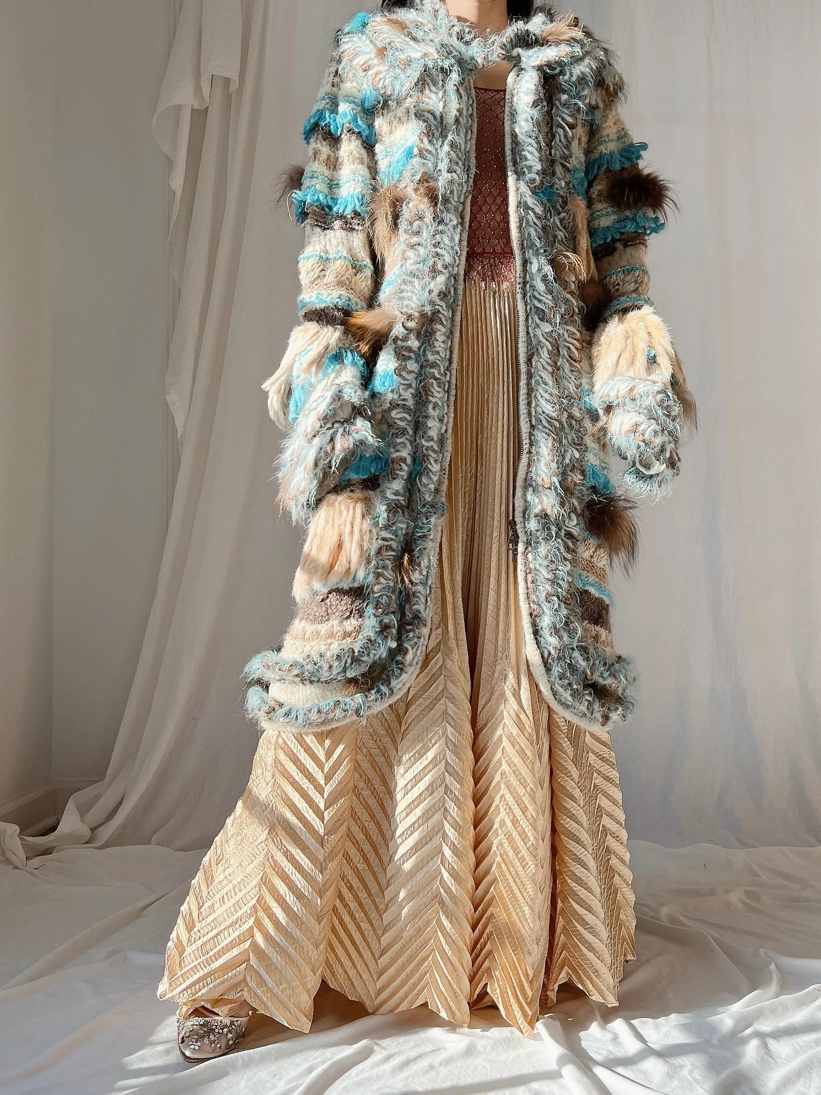 Vintage Italian Mohair and Fur Duster - OSFM
