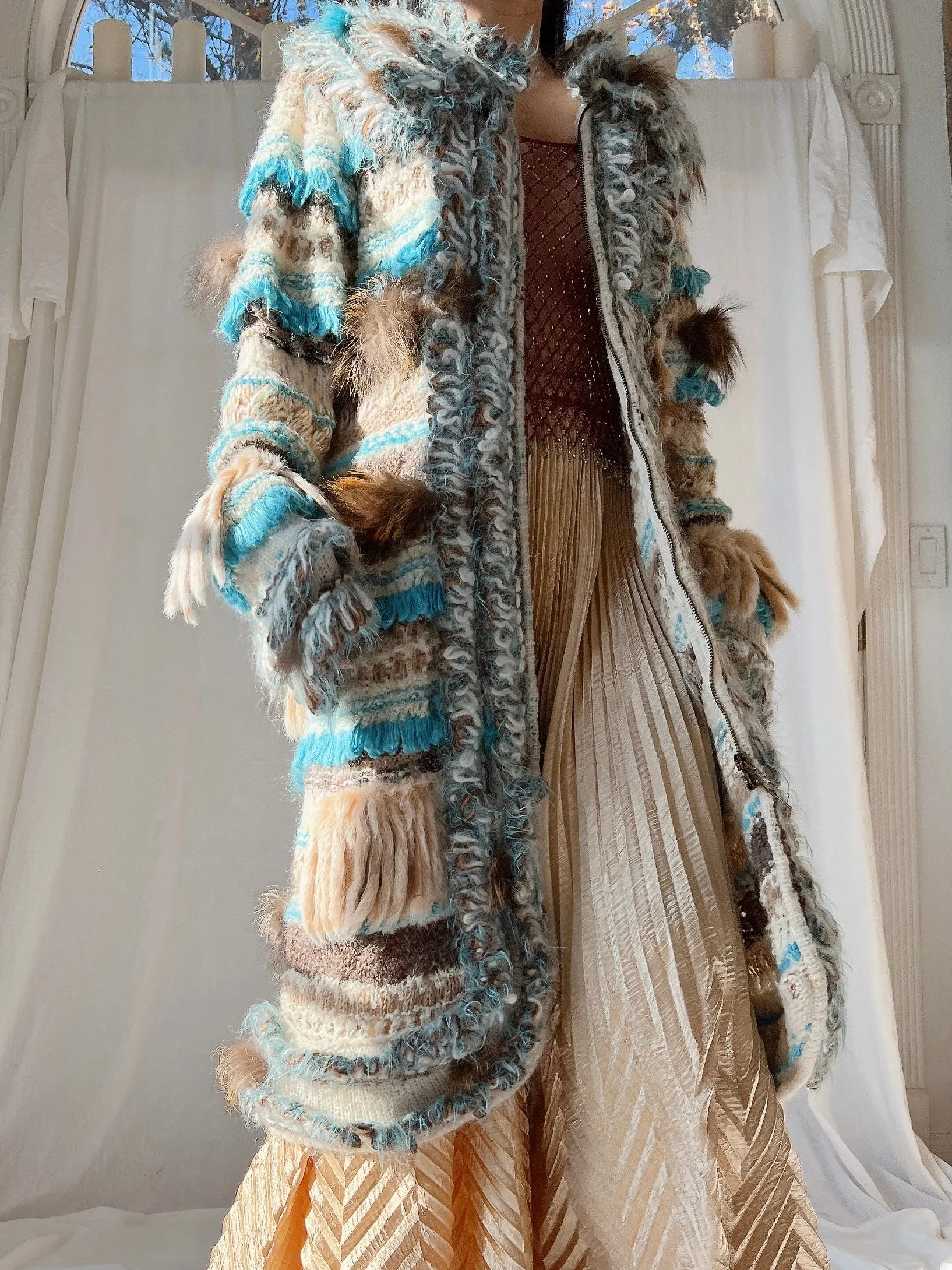 Vintage Italian Mohair and Fur Duster - OSFM