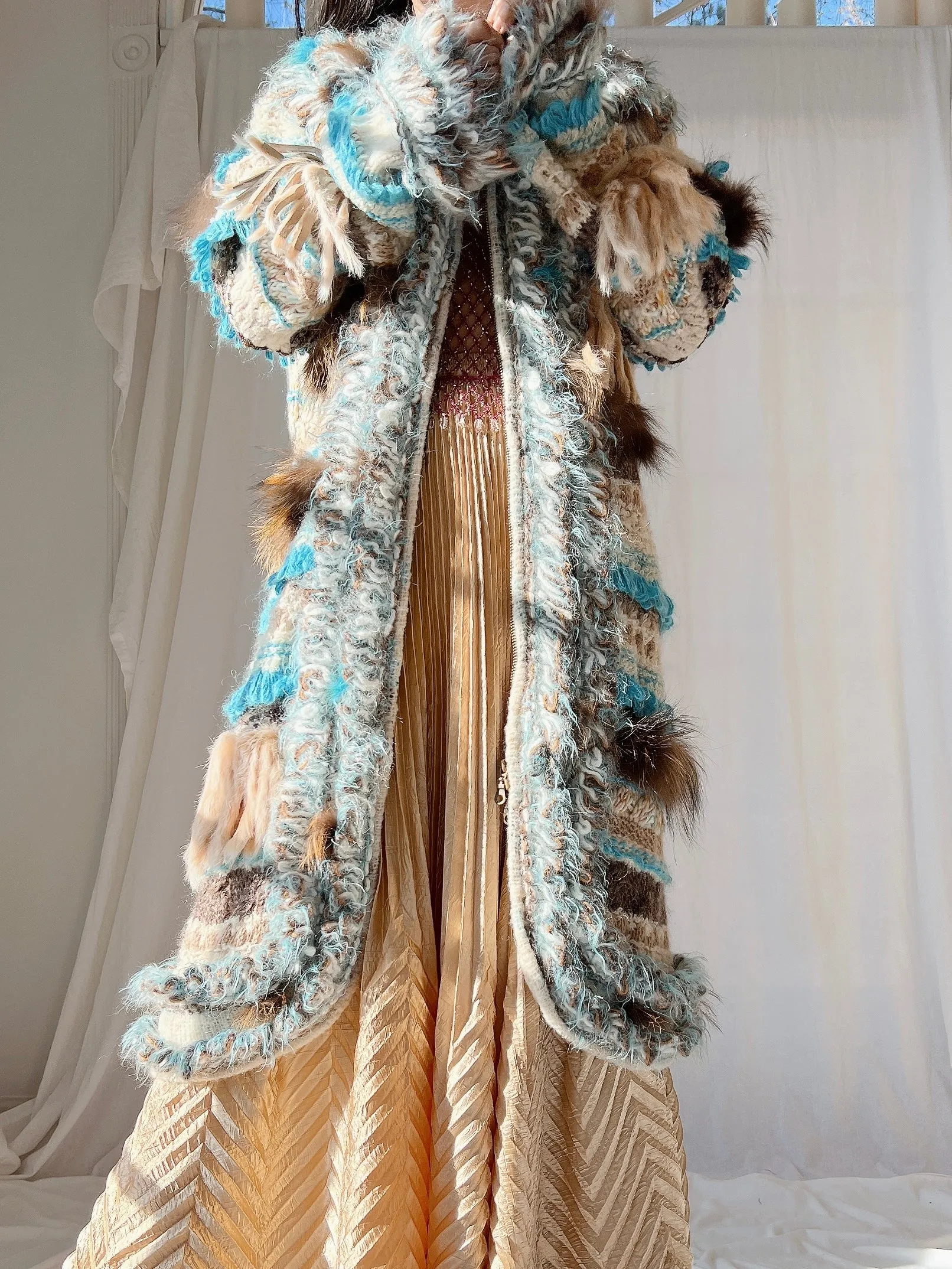 Vintage Italian Mohair and Fur Duster - OSFM